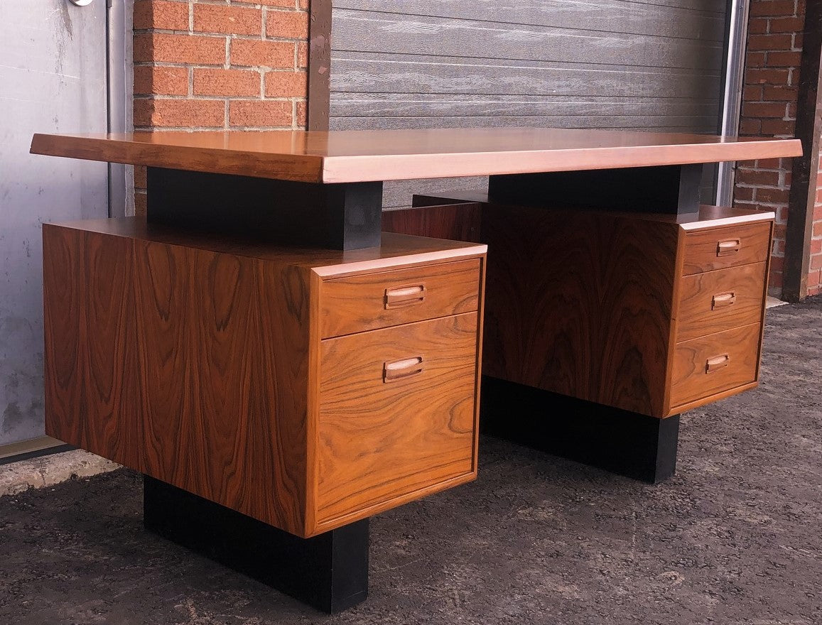 Mid Century Modern Rosewood executive desk with finished back, optional glass top - super SALE - Mid Century Modern Toronto