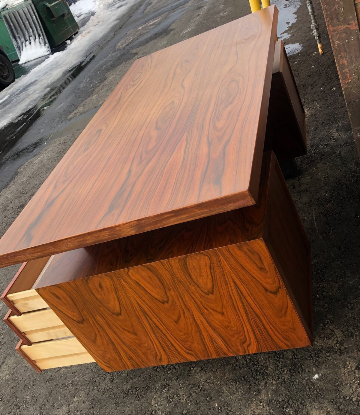 Mid Century Modern Rosewood executive desk with finished back, optional glass top - super SALE - Mid Century Modern Toronto