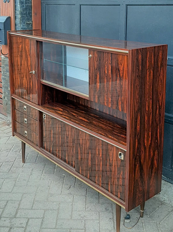RESTORED Mid Century Modern Rosewood Highboard compact narrow, PERFECT - Mid Century Modern Toronto