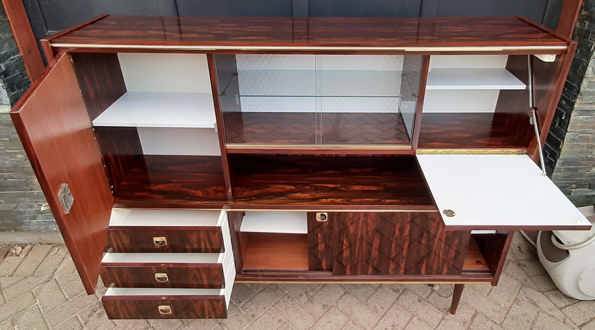 RESTORED Mid Century Modern Rosewood Highboard compact narrow, PERFECT - Mid Century Modern Toronto