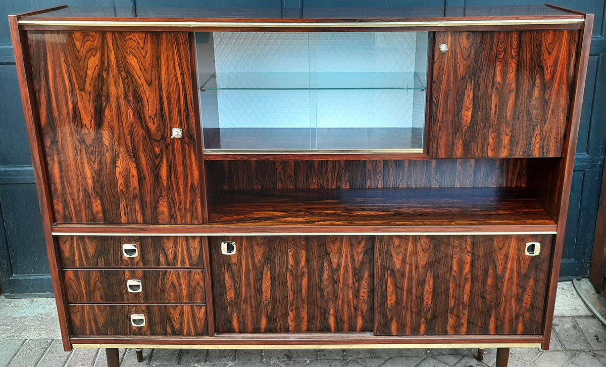 RESTORED Mid Century Modern Rosewood Highboard compact narrow, PERFECT - Mid Century Modern Toronto