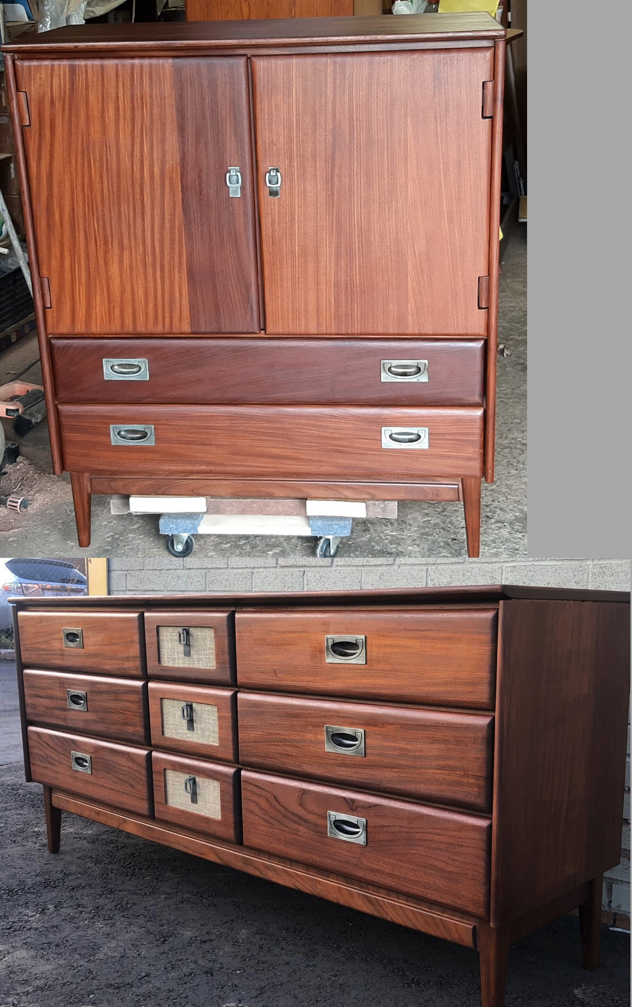 REFINISHED MCM  SOLID TEAK Compact Wardrobe and 9 Drawers Dresser by Imperial, PERFECT - Mid Century Modern Toronto