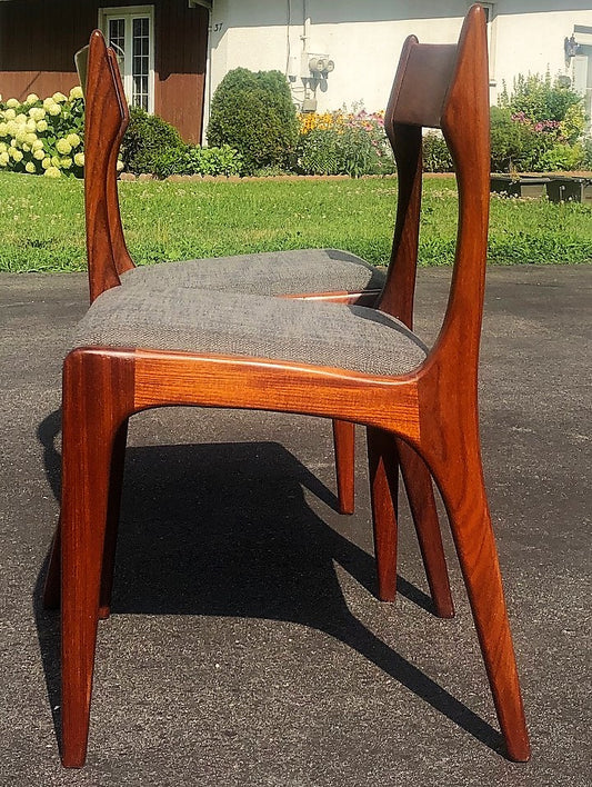 6 MCM Teak Chairs RESTORED, REUPHOLSTERED in grey, PERFECT, each $275 - Mid Century Modern Toronto