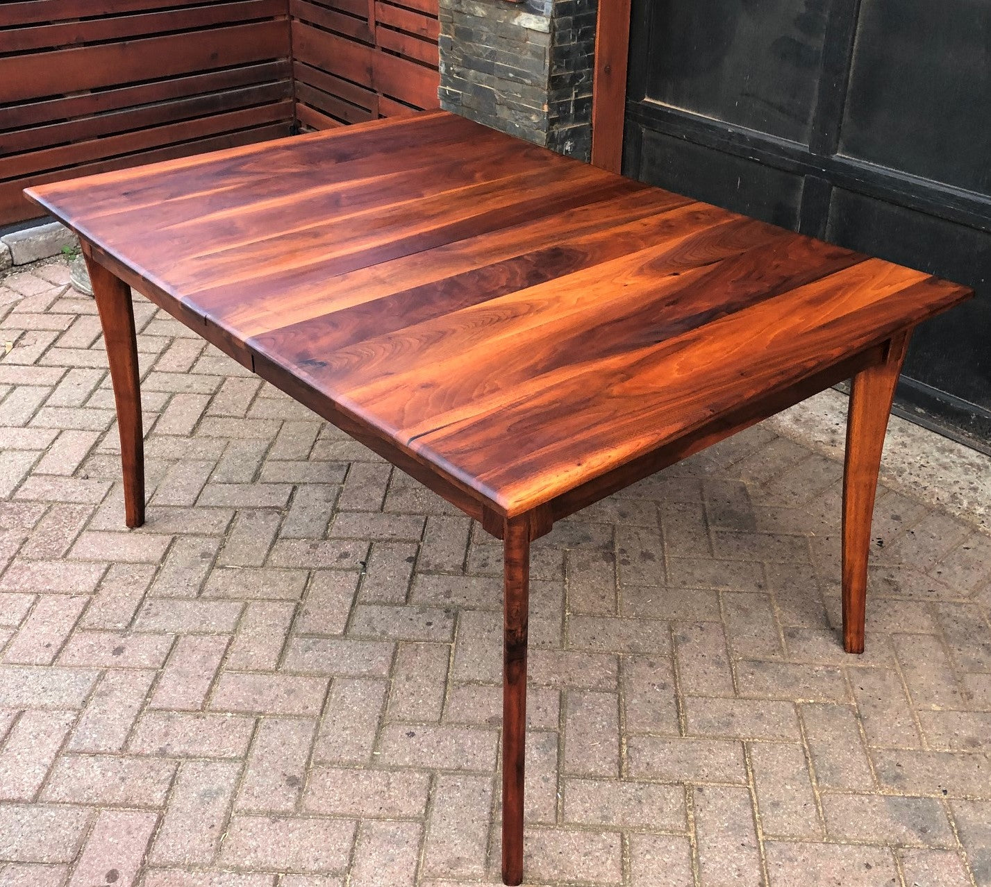 REFINISHED MCM Solid Walnut Table w 1 leaf  56"-65.25", seats 6-8, PERFECT, treated for durability - Mid Century Modern Toronto