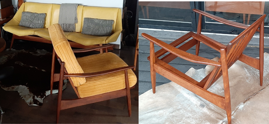 Set of 2 REFINISHED MCM Solid Wood Lounge Armchairs, like new - Mid Century Modern Toronto