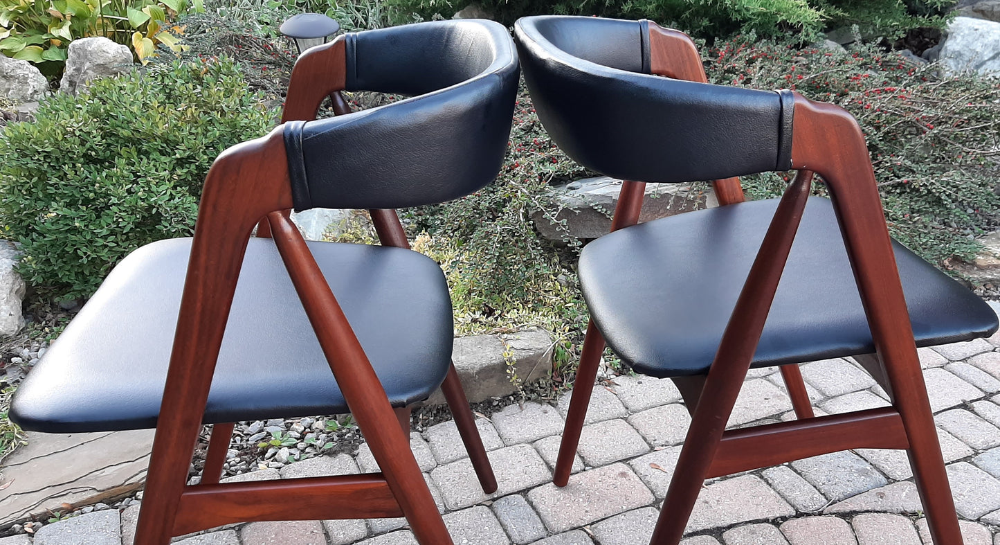 2 RESTORED REUPHOLSTERED MCM  Danish MCM Teak Compass Armchairs, perfect - Mid Century Modern Toronto