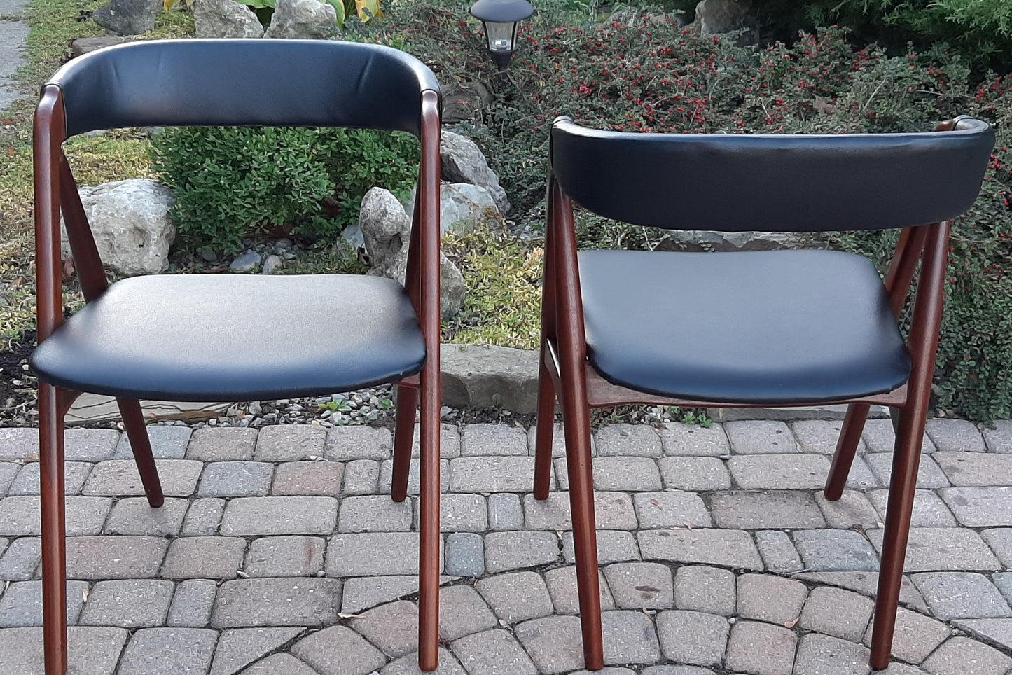 2 RESTORED REUPHOLSTERED MCM  Danish MCM Teak Compass Armchairs, perfect - Mid Century Modern Toronto