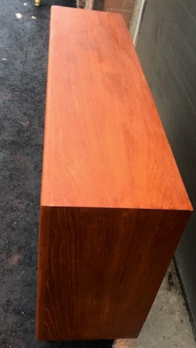 REFINISHED MCM Teak Bookcase Display w sliding glass doors 48",  PERFECT - Mid Century Modern Toronto