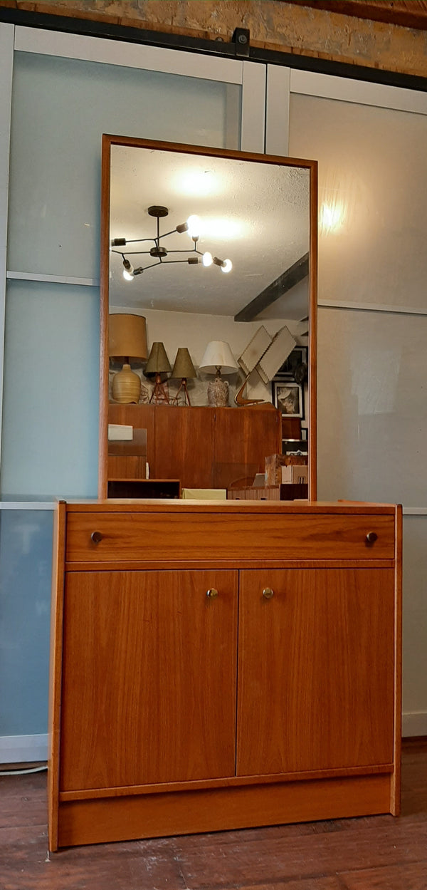 RESTORED Entry MCM Teak Cabinet & Mirror, PERFECT - Mid Century Modern Toronto