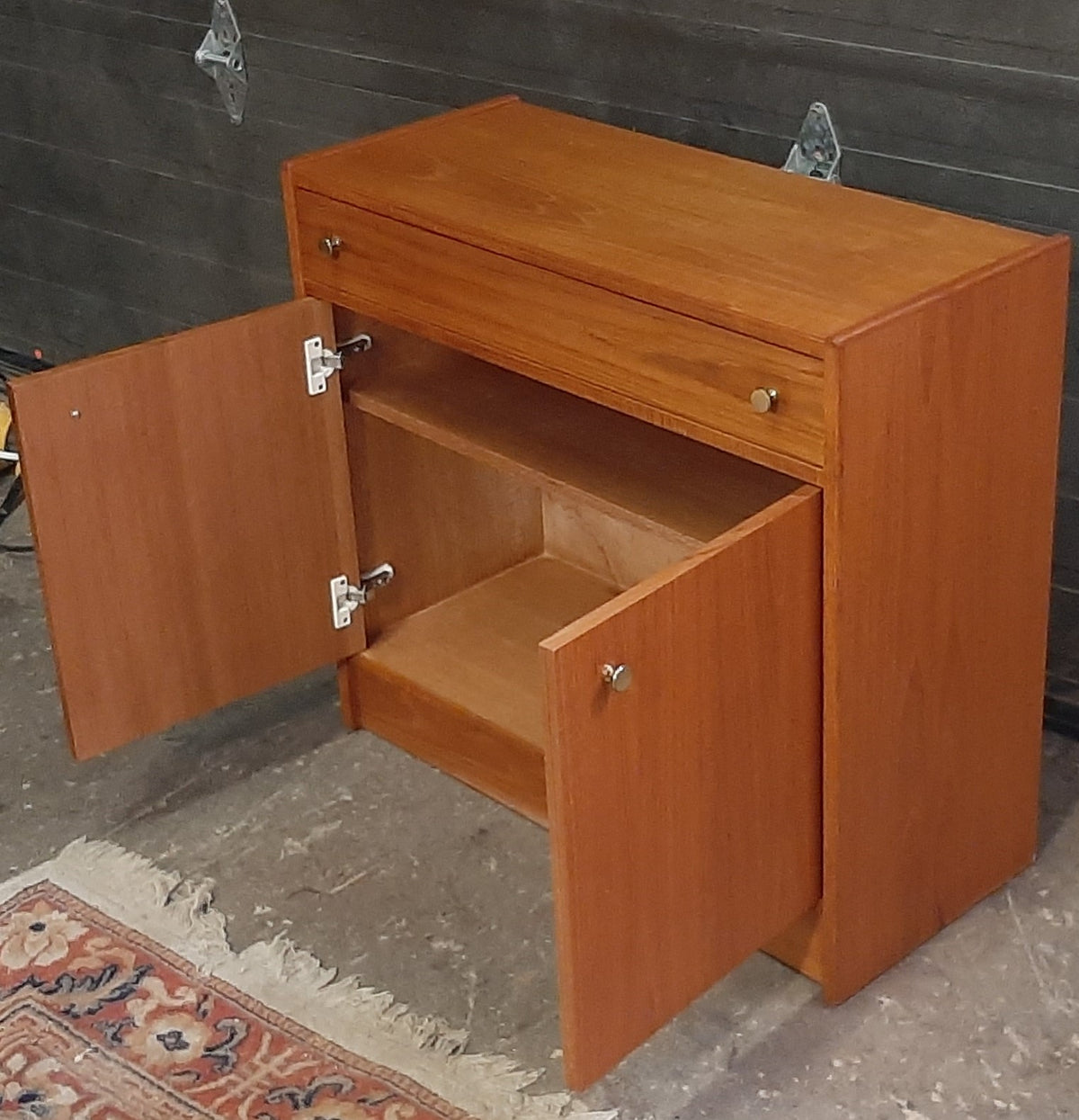 RESTORED Entry MCM Teak Cabinet & Mirror, PERFECT - Mid Century Modern Toronto