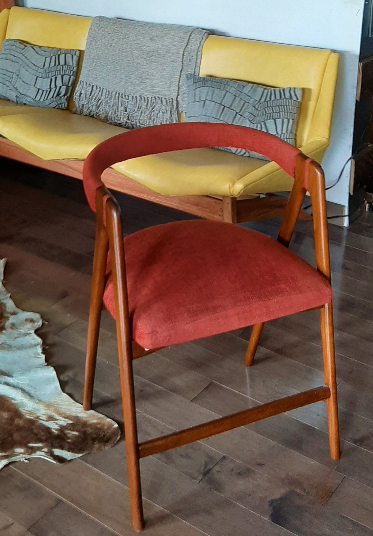 On hold***RESTORED MCM Teak Armchair, in Kai Kristiansen style, made in Italy, single, perfect - Mid Century Modern Toronto