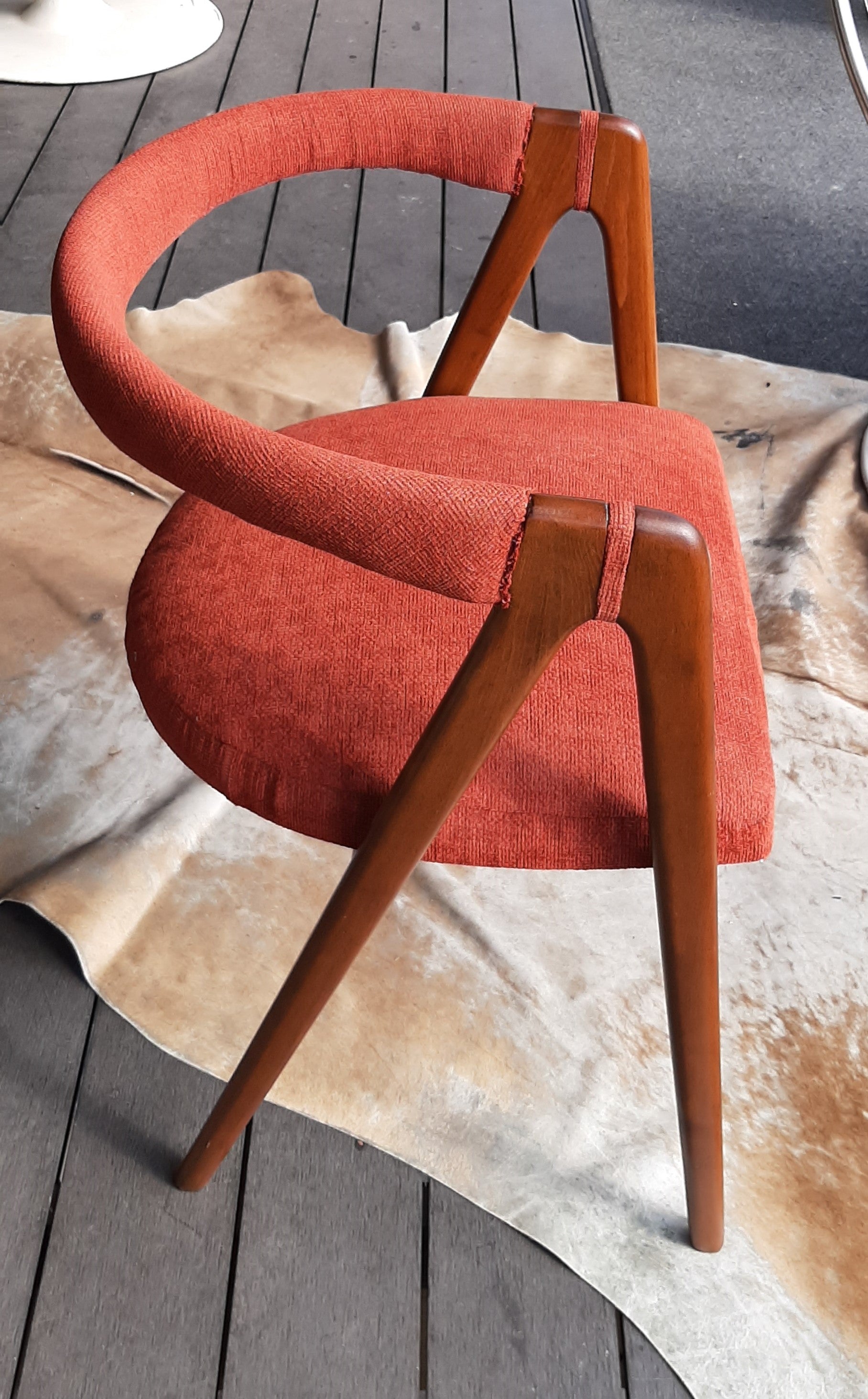 On hold***RESTORED MCM Teak Armchair, in Kai Kristiansen style, made in Italy, single, perfect - Mid Century Modern Toronto