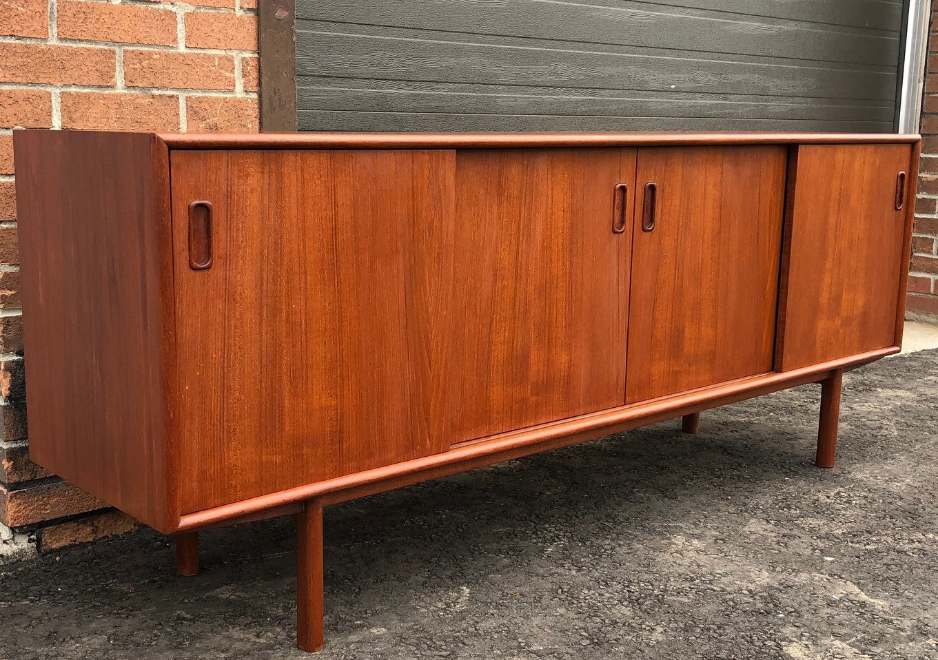 REFINISHED MCM Teak Credenza Narrow & Low profile 6 ft, PERFECT - Mid Century Modern Toronto