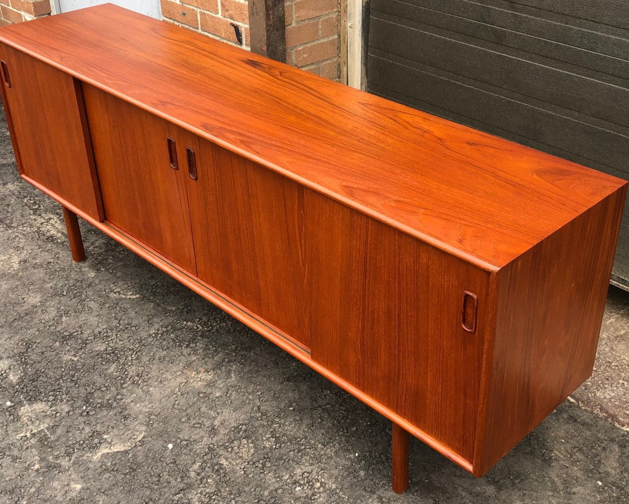 REFINISHED MCM Teak Credenza Narrow & Low profile 6 ft, PERFECT - Mid Century Modern Toronto