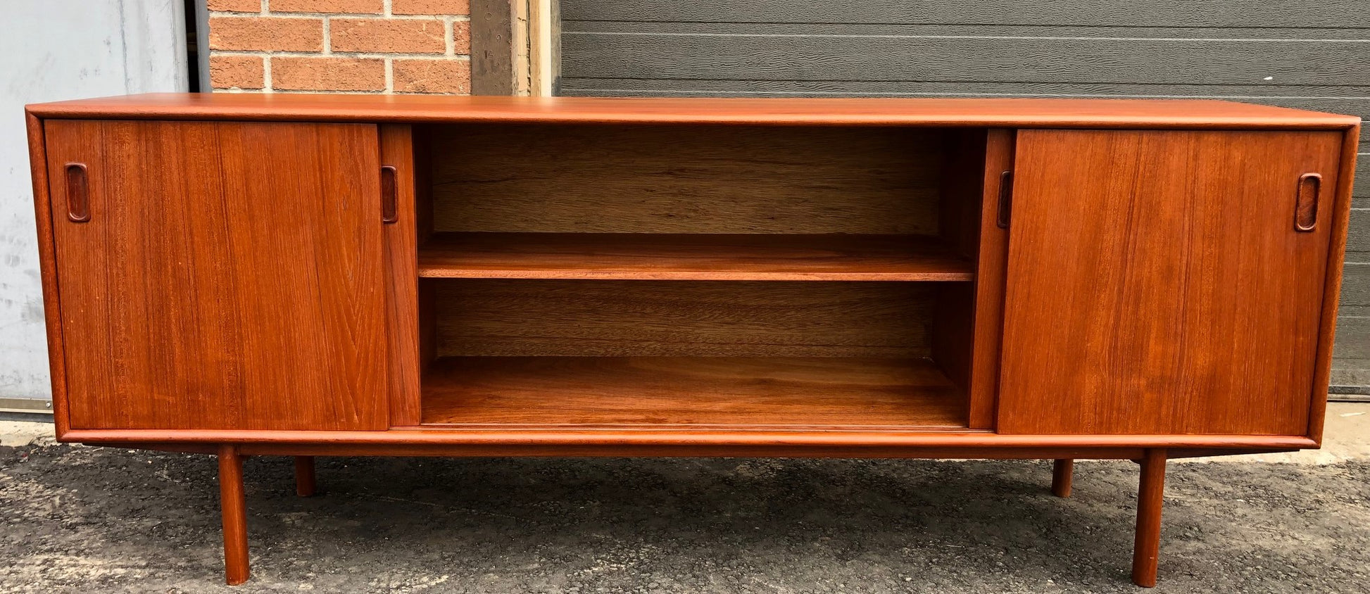 REFINISHED MCM Teak Credenza Narrow & Low profile 6 ft, PERFECT - Mid Century Modern Toronto