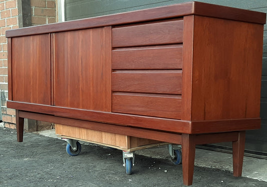 REFINISHED  MCM Teak Credenza Sideboard with Tambour Doors, 71" - Mid Century Modern Toronto