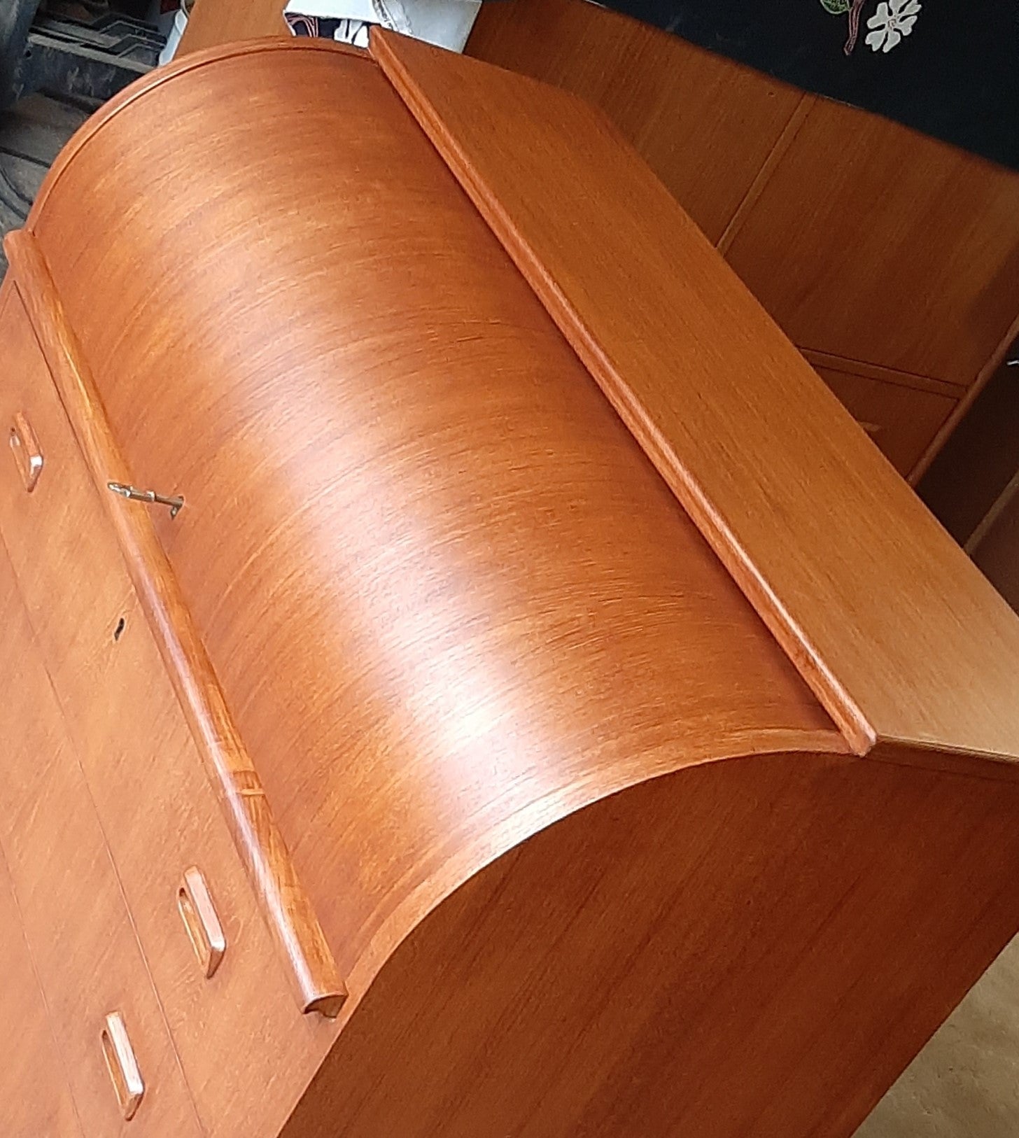 REFINISHED MCM  Teak Roll Top Secretary Desk 35" made in Sweden PERFECT - Mid Century Modern Toronto