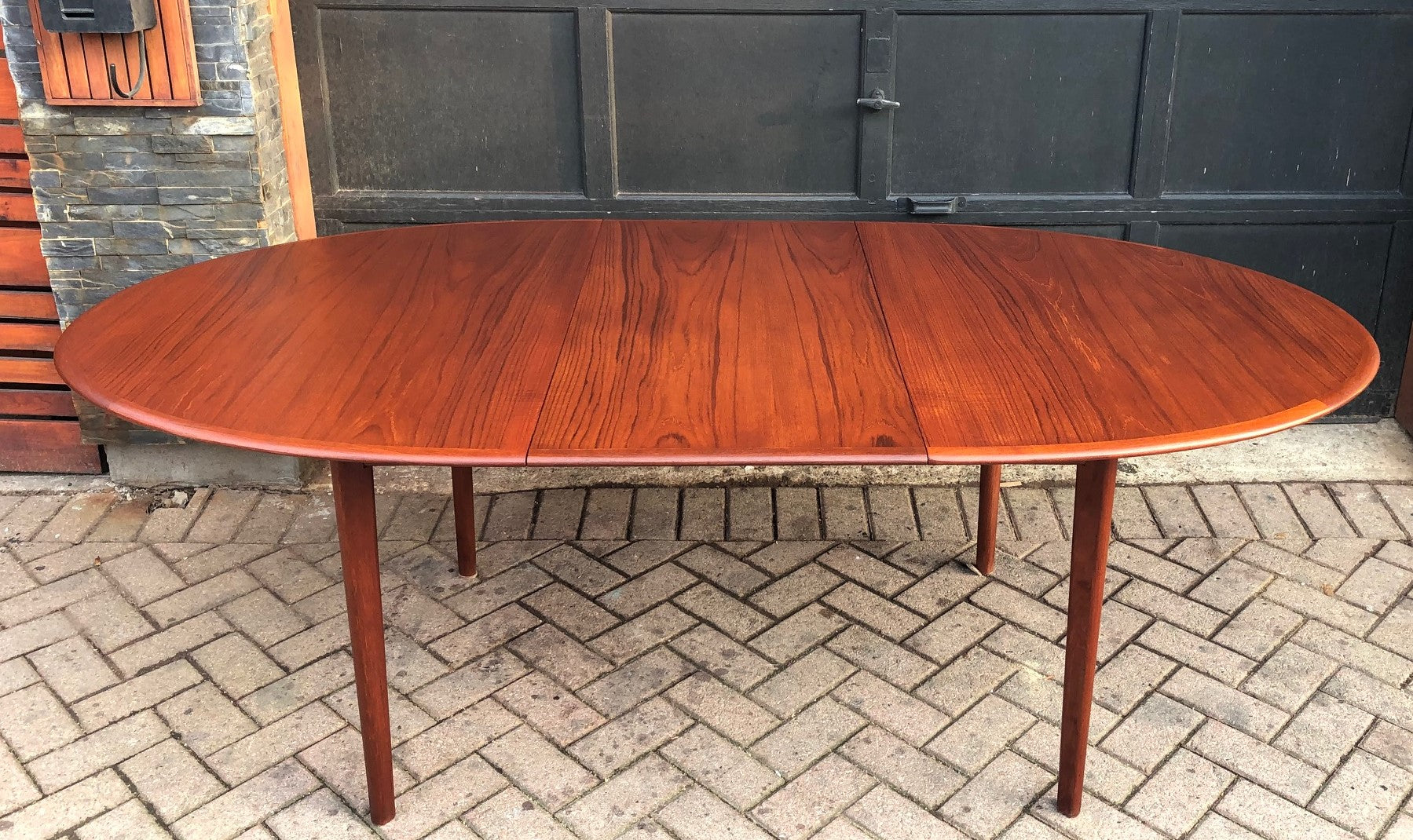 REFINISHED Oval Teak Table Extendable 63"-84", treated for durability, PERFECT - Mid Century Modern Toronto