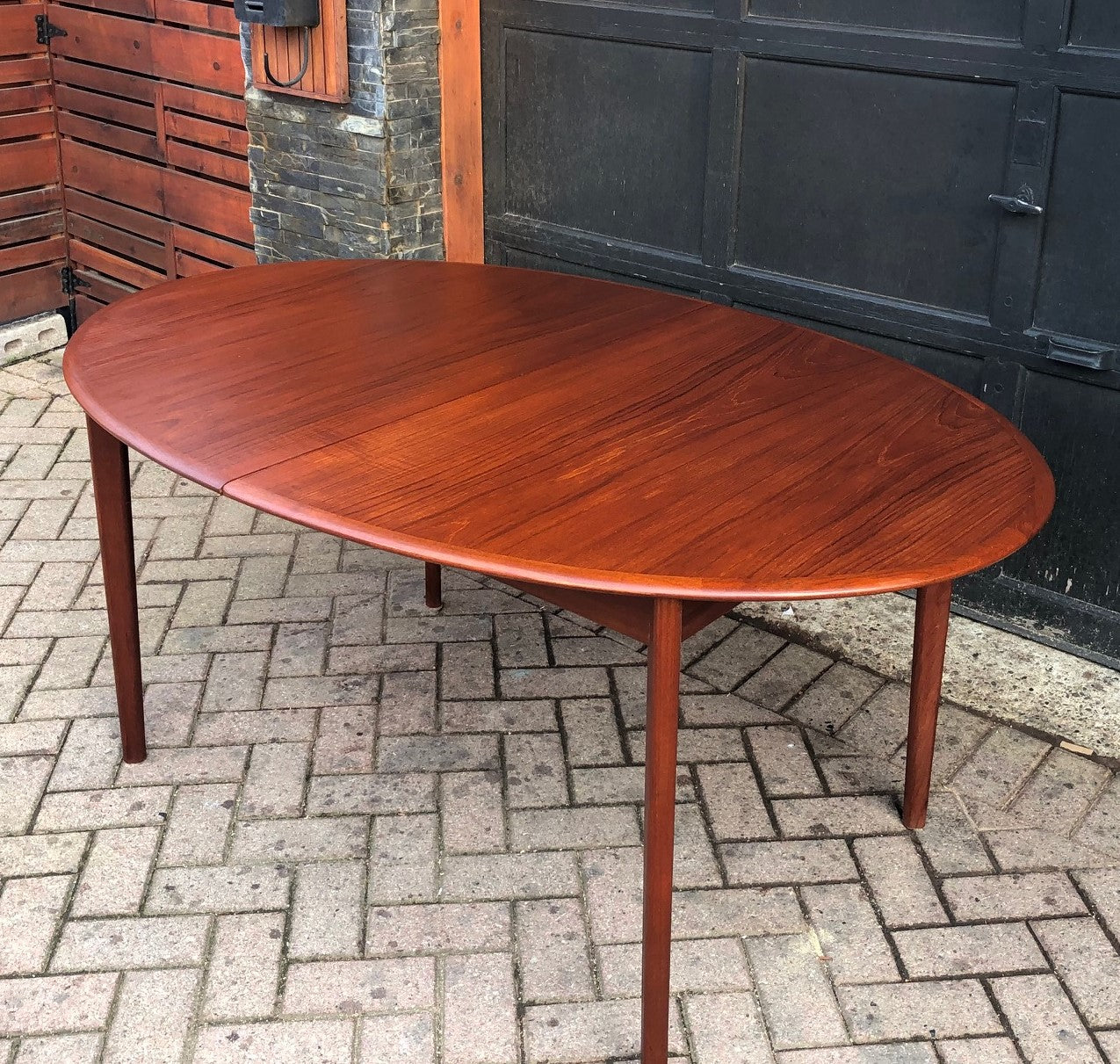 REFINISHED Oval Teak Table Extendable 63"-84", treated for durability, PERFECT - Mid Century Modern Toronto