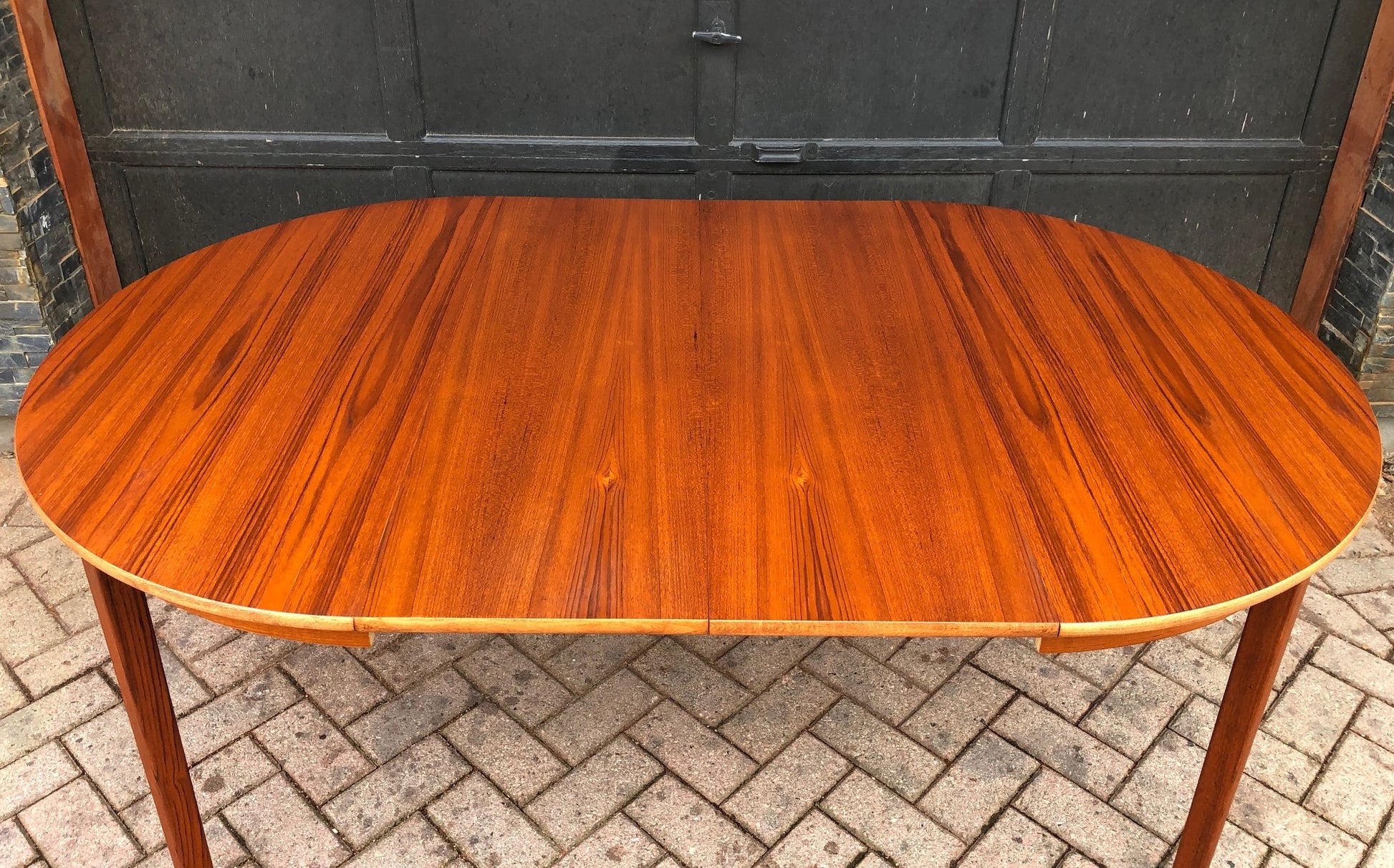 REFINISHED Swedish MCM Teak Dining Table round to oval w 2 leaves 42"- 70" PERFECT, treated for durability - Mid Century Modern Toronto