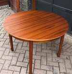 REFINISHED Swedish MCM Teak Dining Table round to oval w 2 leaves 42