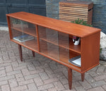 REFINISHED Danish MCM Teak Bookcase Display Media Console w sliding glass doors 63