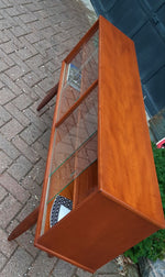 REFINISHED Danish MCM Teak Bookcase Display Media Console w sliding glass doors 63