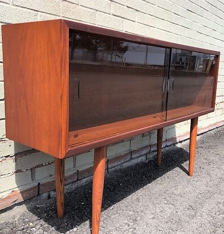 REFINISHED MCM Teak Bookcase Display w long legs 4 ft, perfect - Mid Century Modern Toronto