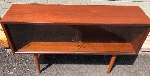 REFINISHED MCM Teak Bookcase Display w long legs 4 ft, perfect - Mid Century Modern Toronto