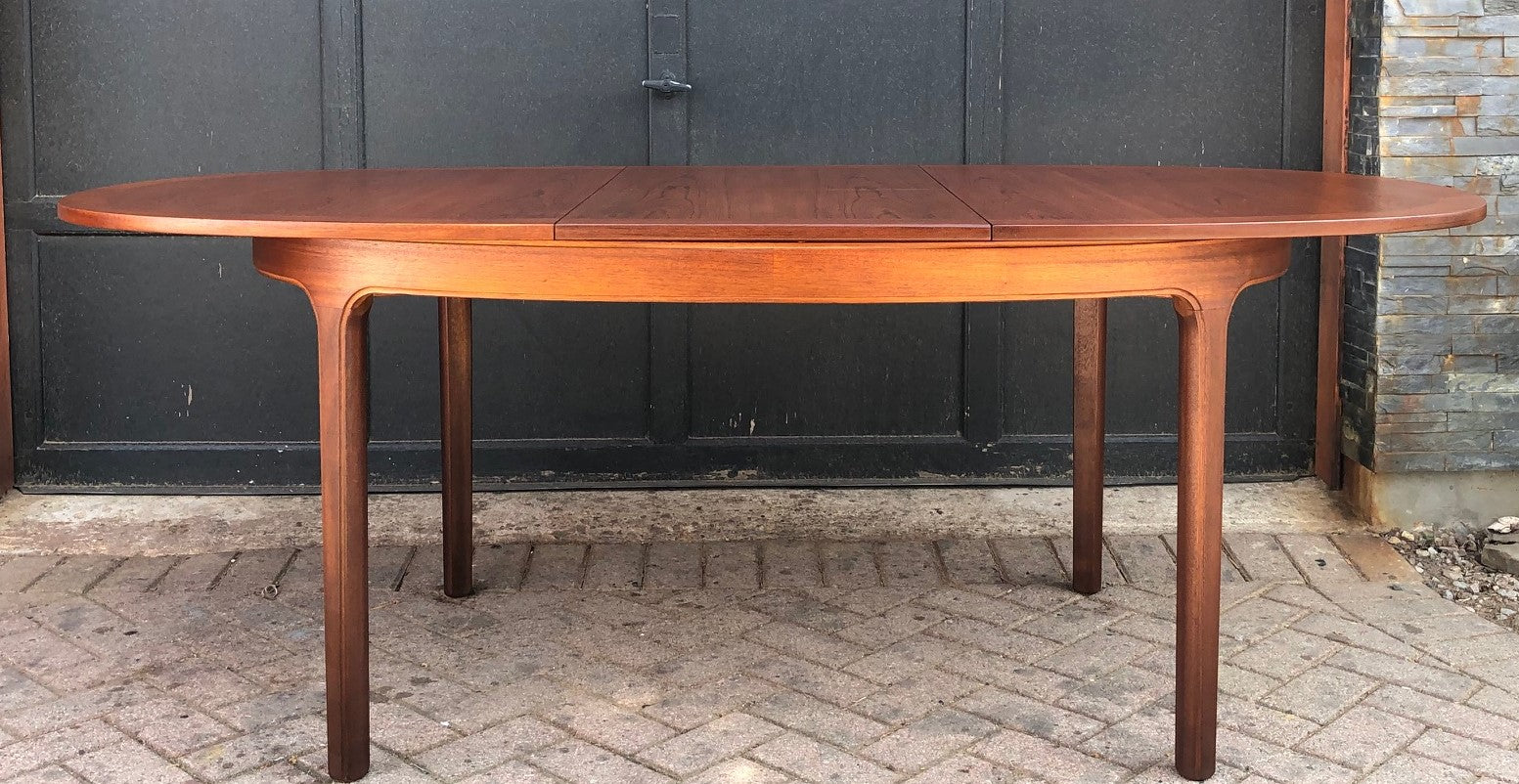 REFINISHED MCM Teak Table Oval by Nathan with butterfly extension 60"-82" PERFECT, treated for durability - Mid Century Modern Toronto