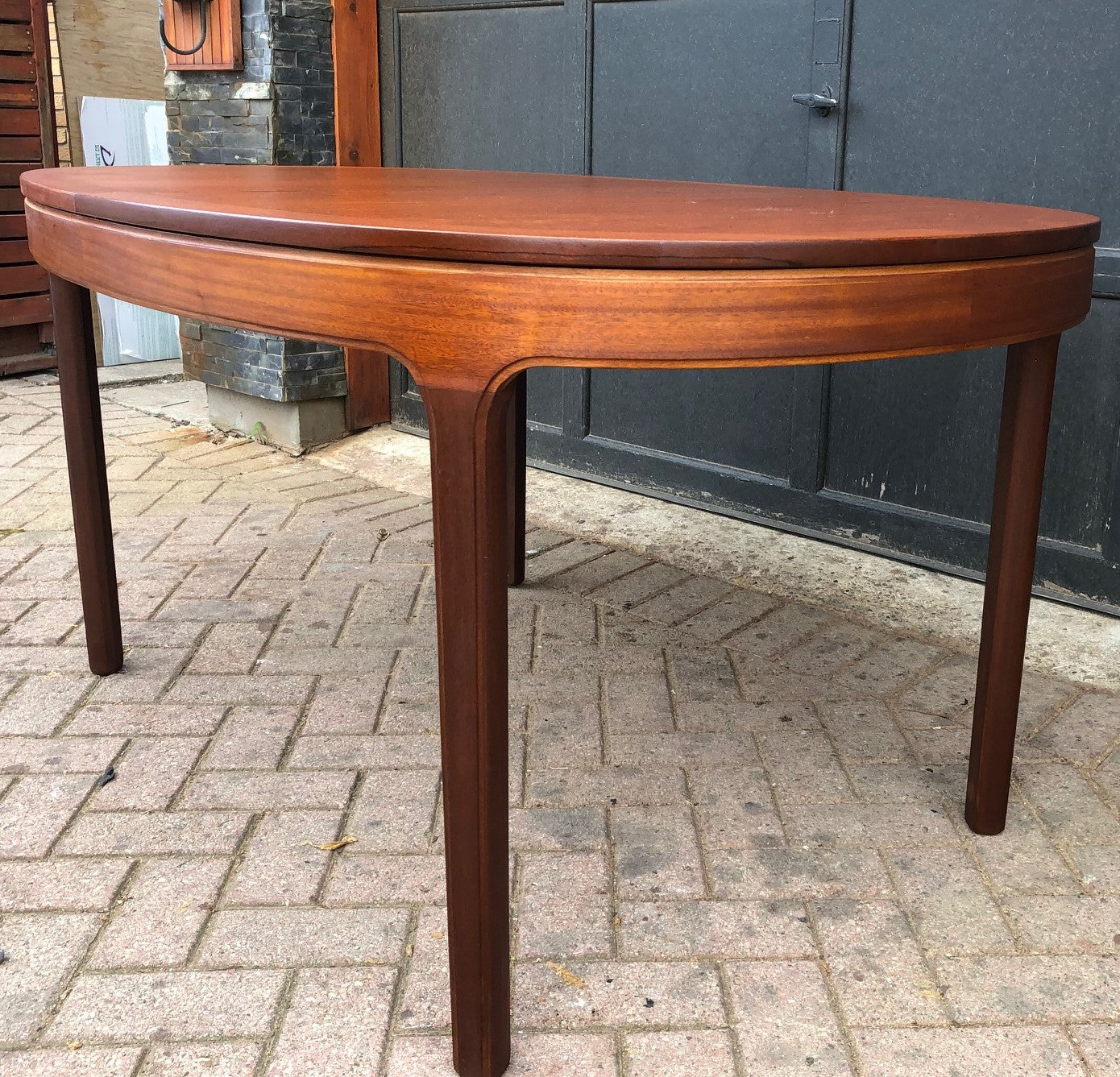 REFINISHED MCM Teak Table Oval by Nathan with butterfly extension 60"-82" PERFECT, treated for durability - Mid Century Modern Toronto