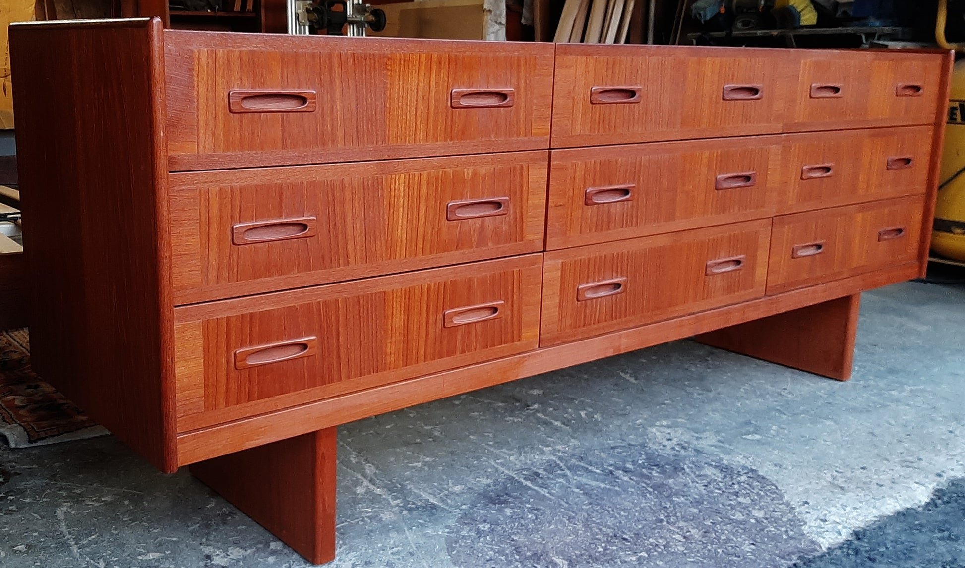 REFINISHED MCM Teak King bed with floating night stands and 9 drawers dresser, PERFECT - Mid Century Modern Toronto