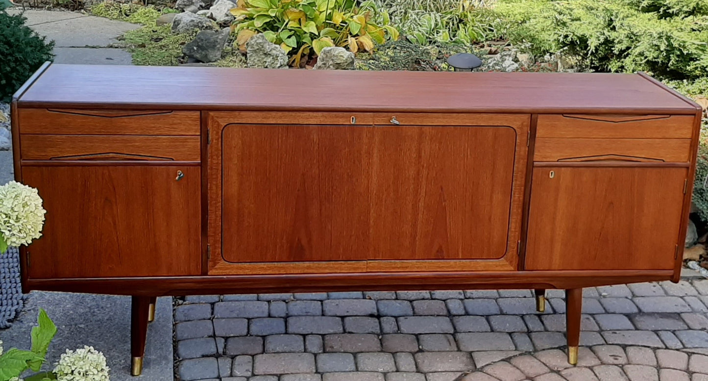REFINISHED MCM Teak Credenza Sideboard, 73" made in Norway, perfect - Mid Century Modern Toronto