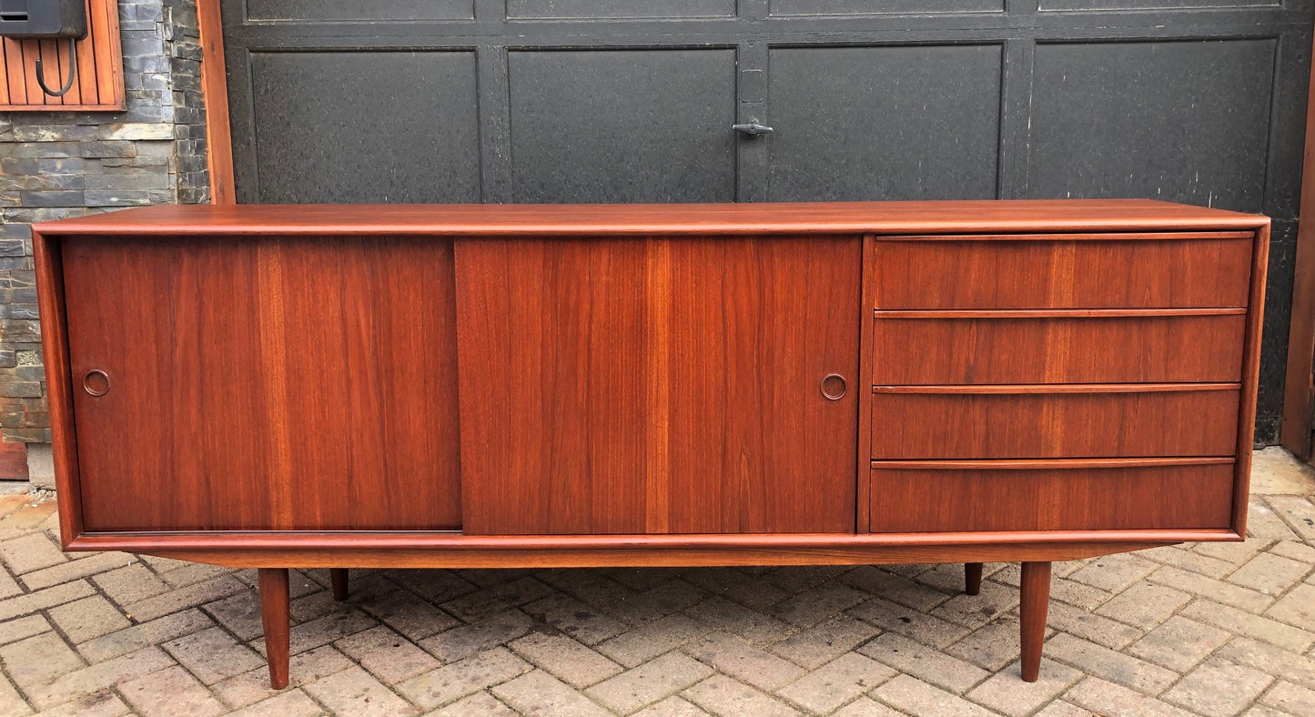 REFINISHED MCM Teak Credenza Sideboard, PERFECT, 6ft narrow - Mid Century Modern Toronto