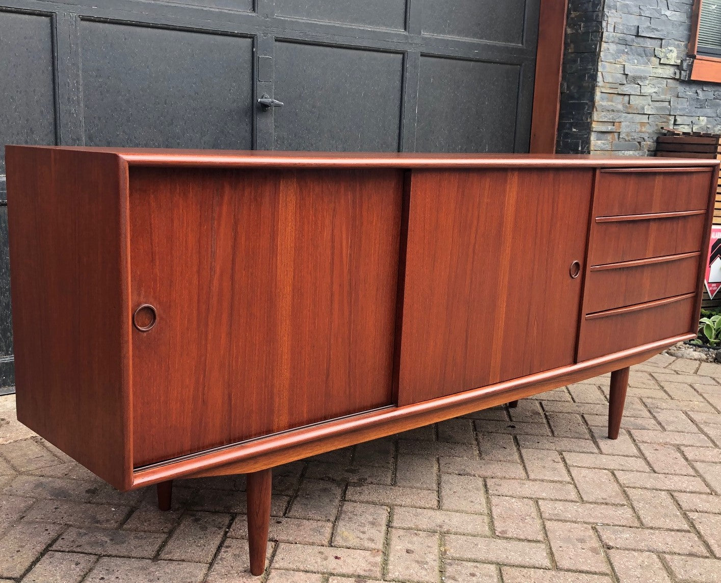 REFINISHED MCM Teak Credenza Sideboard, PERFECT, 6ft narrow - Mid Century Modern Toronto