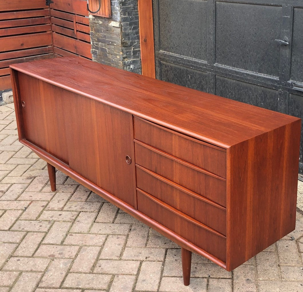REFINISHED MCM Teak Credenza Sideboard, PERFECT, 6ft narrow - Mid Century Modern Toronto