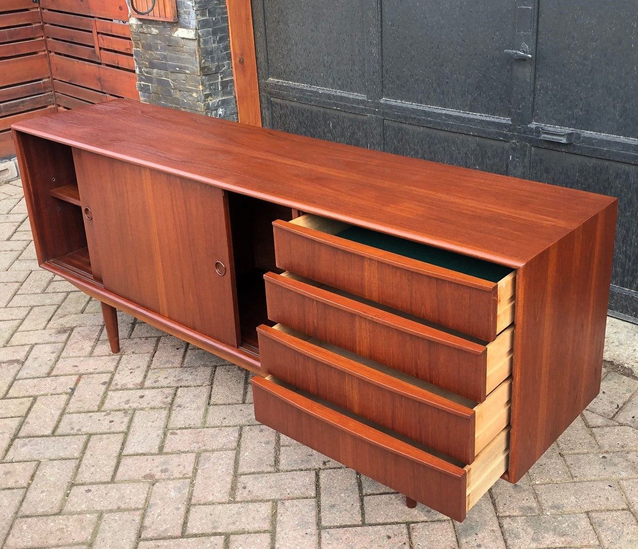 REFINISHED MCM Teak Credenza Sideboard, PERFECT, 6ft narrow - Mid Century Modern Toronto