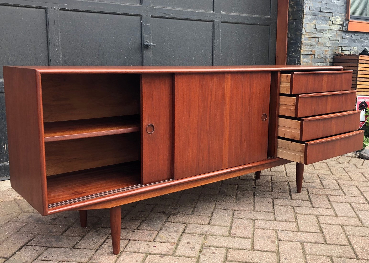 REFINISHED MCM Teak Credenza Sideboard, PERFECT, 6ft narrow - Mid Century Modern Toronto