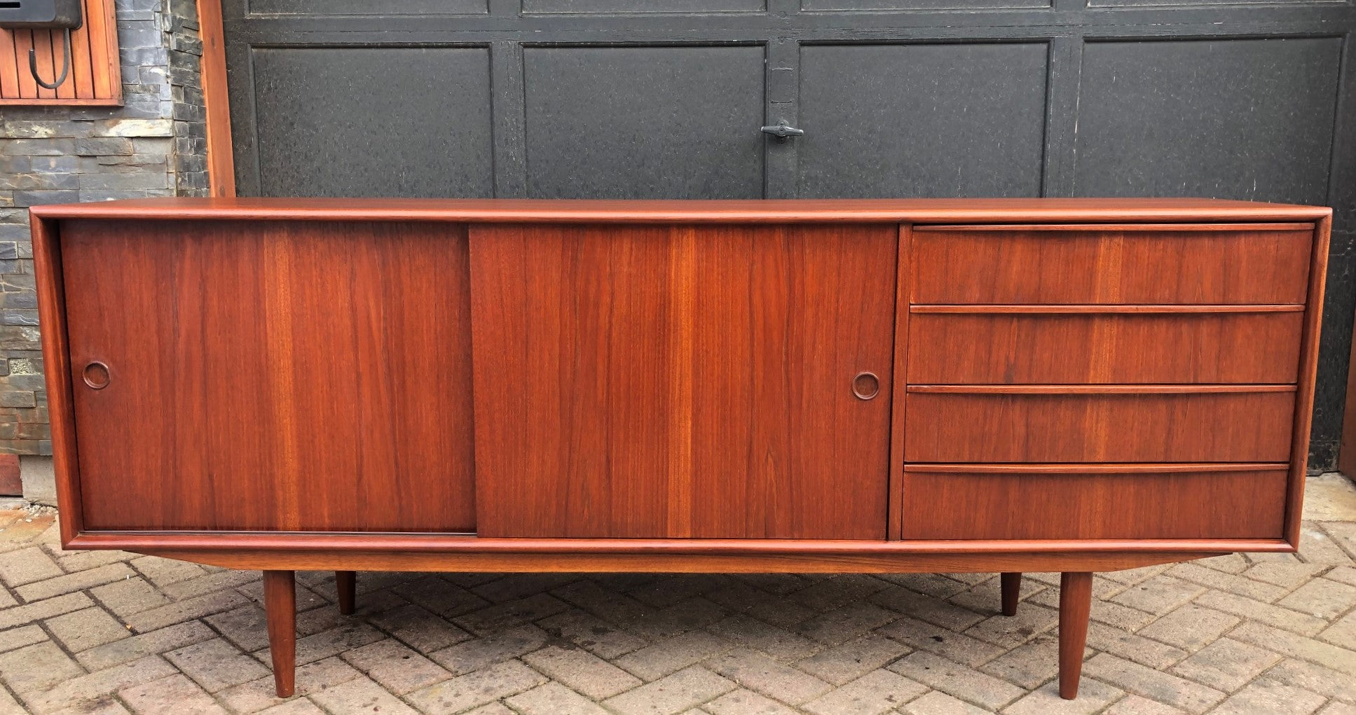 REFINISHED MCM Teak Credenza Sideboard, PERFECT, 6ft narrow - Mid Century Modern Toronto