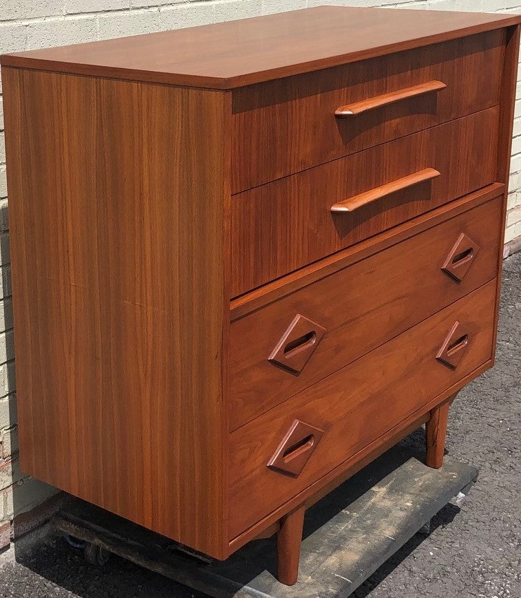 REFINISHED Unique MCM Walnut Tallboy dresser, PERFECT, large 44"x 20x H40" - Mid Century Modern Toronto