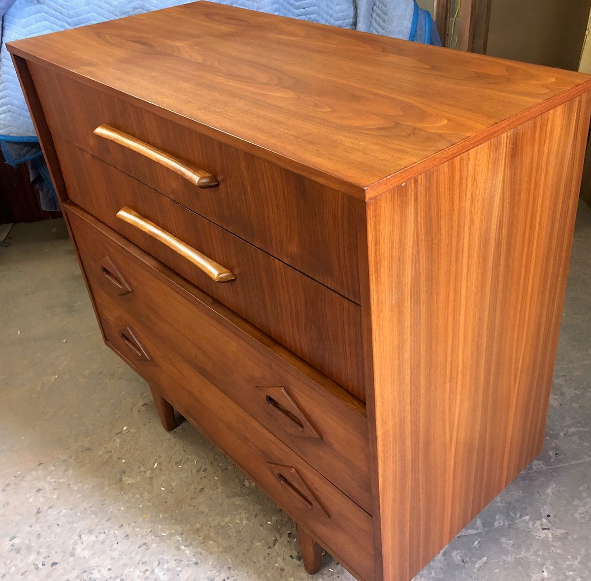 REFINISHED Unique MCM Walnut Tallboy dresser, PERFECT, large 44