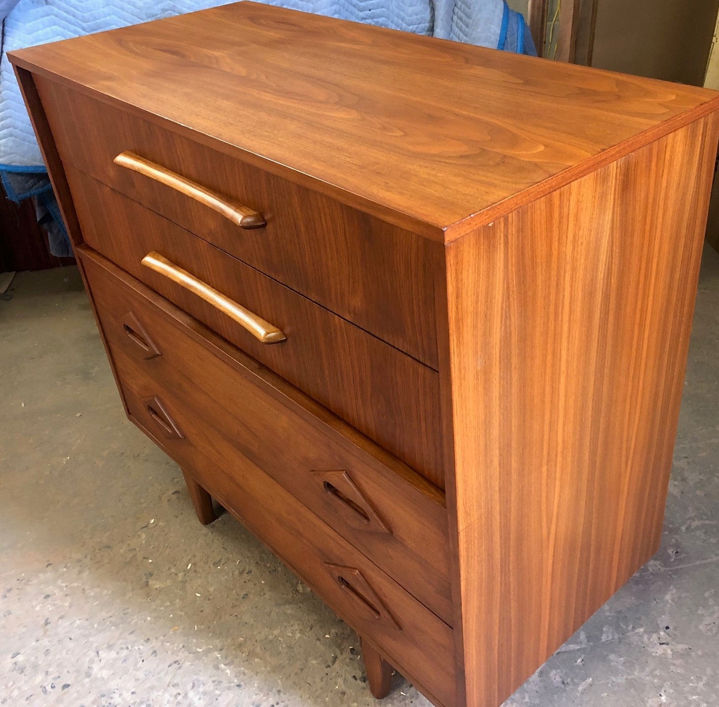 REFINISHED Unique MCM Walnut Tallboy dresser, PERFECT, large 44"x 20x H40" - Mid Century Modern Toronto