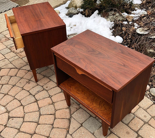 REFINISHED MCM Walnut Night Stands (2) - Mid Century Modern Toronto