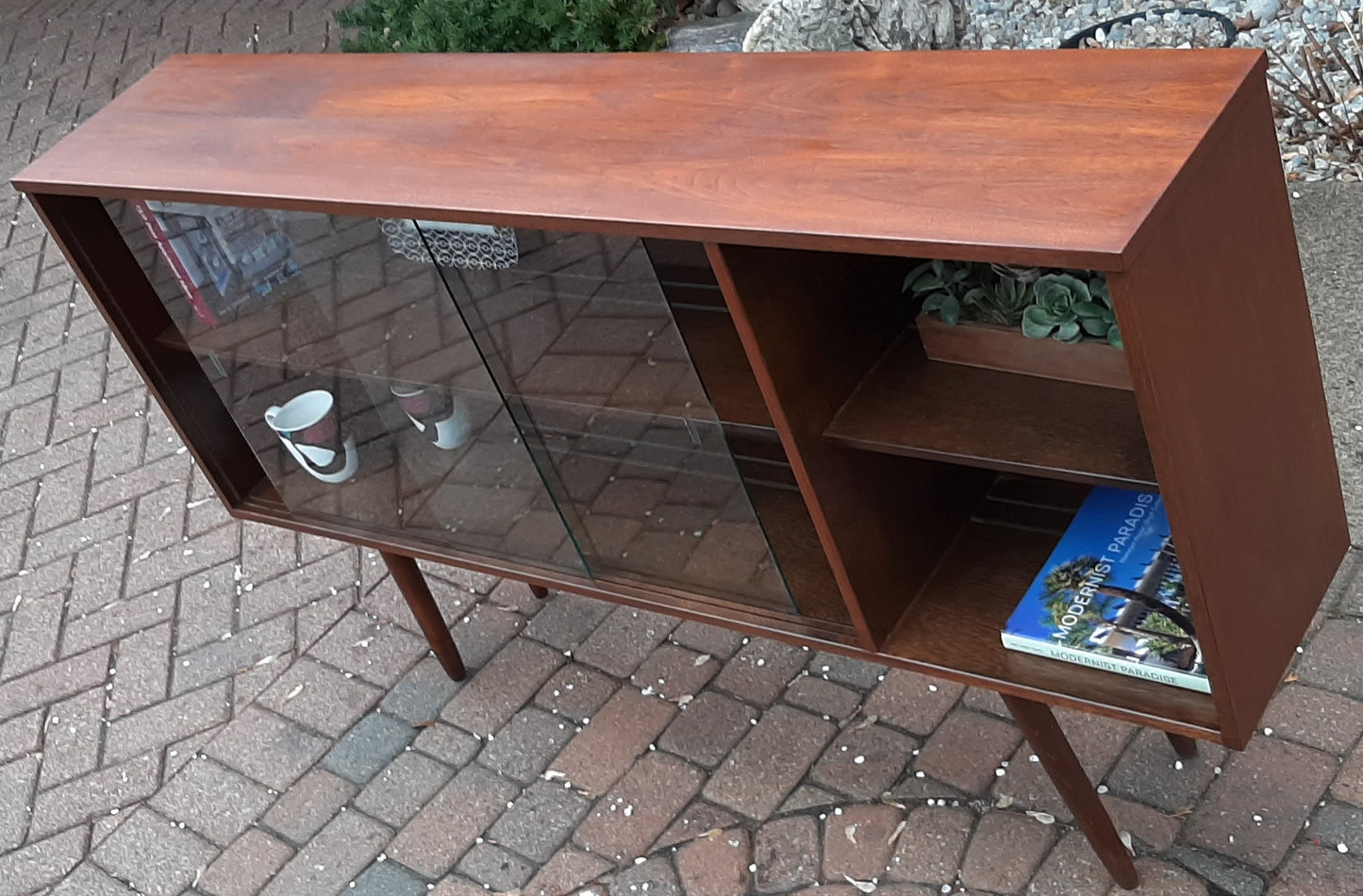 REFINISHED MCM Walnut Display Bookcase 5ft PERFECT - Mid Century Modern Toronto