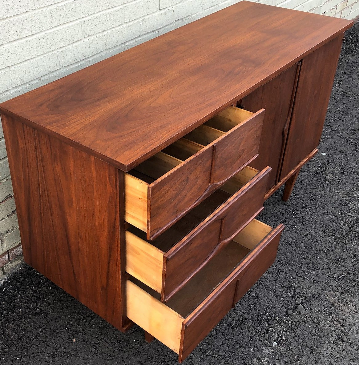 REFINISHED MCM Walnut Buffet Sideboard 50
