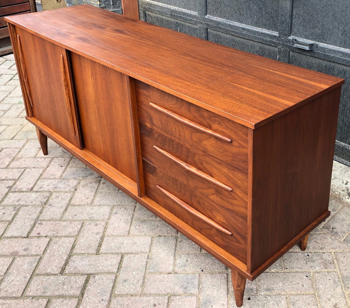 REFINISHED MCM Walnut Buffet Sideboard, 66
