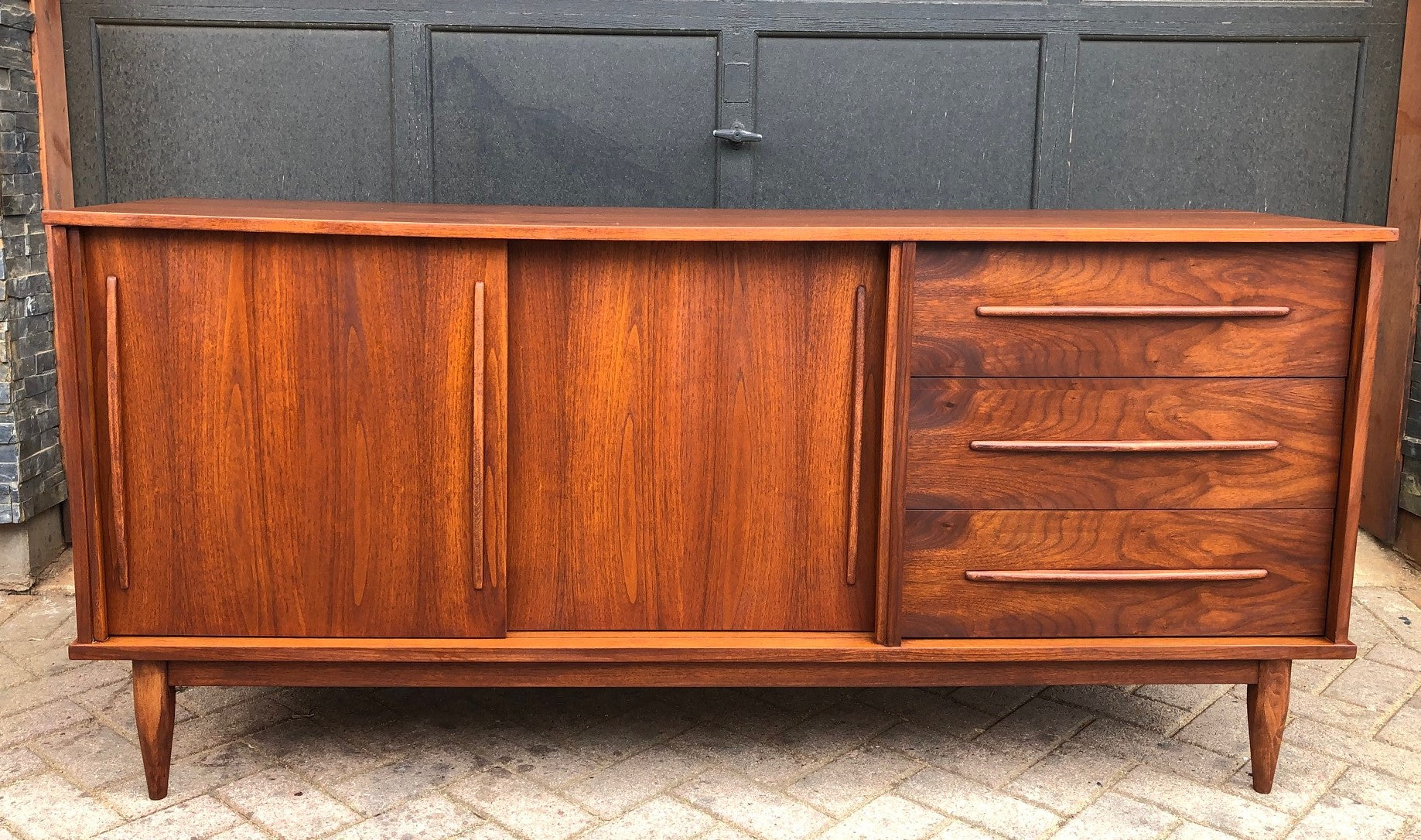 REFINISHED MCM Walnut Buffet Sideboard, 66", almost perfect - Mid Century Modern Toronto
