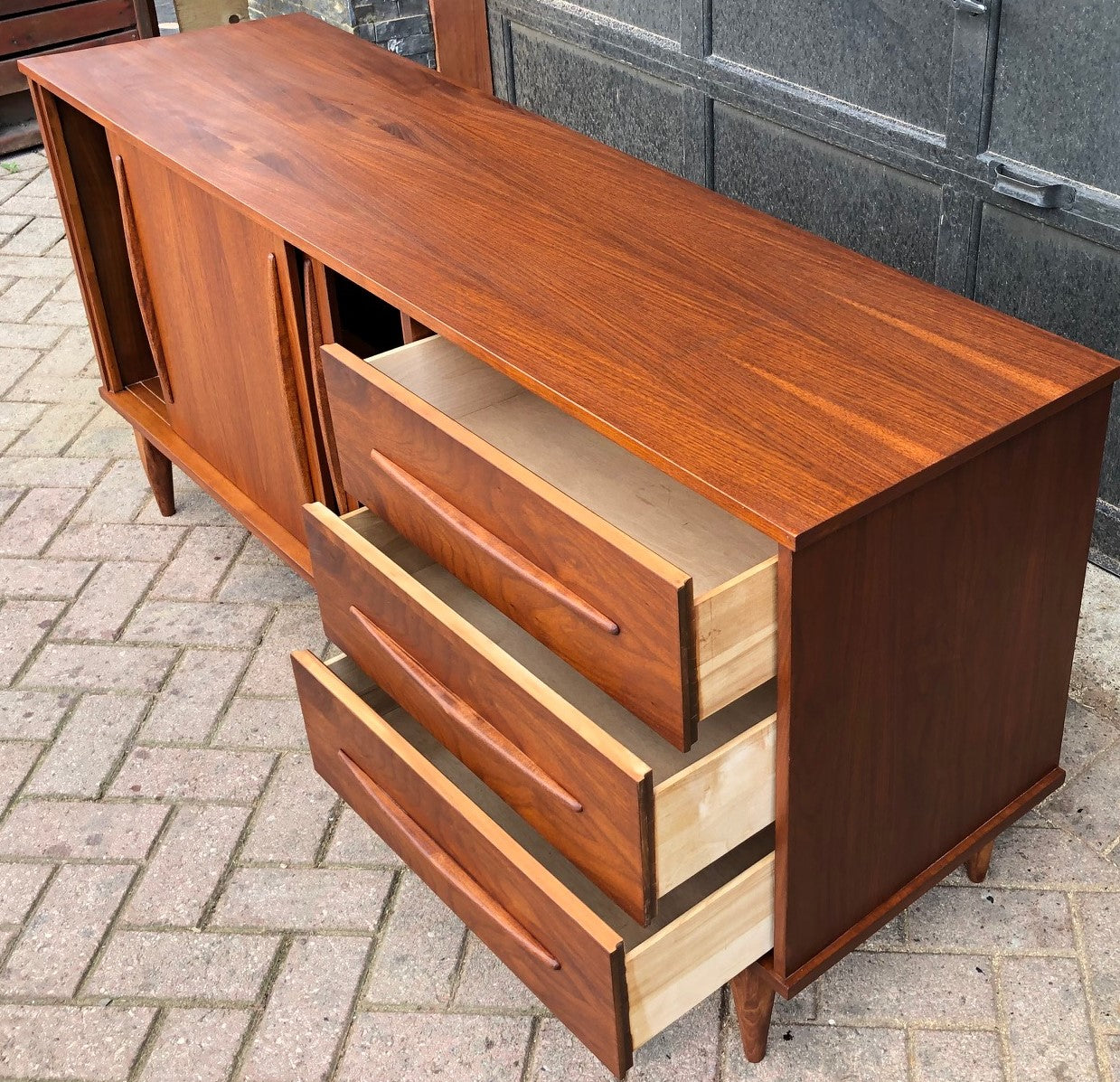 REFINISHED MCM Walnut Buffet Sideboard, 66", almost perfect - Mid Century Modern Toronto