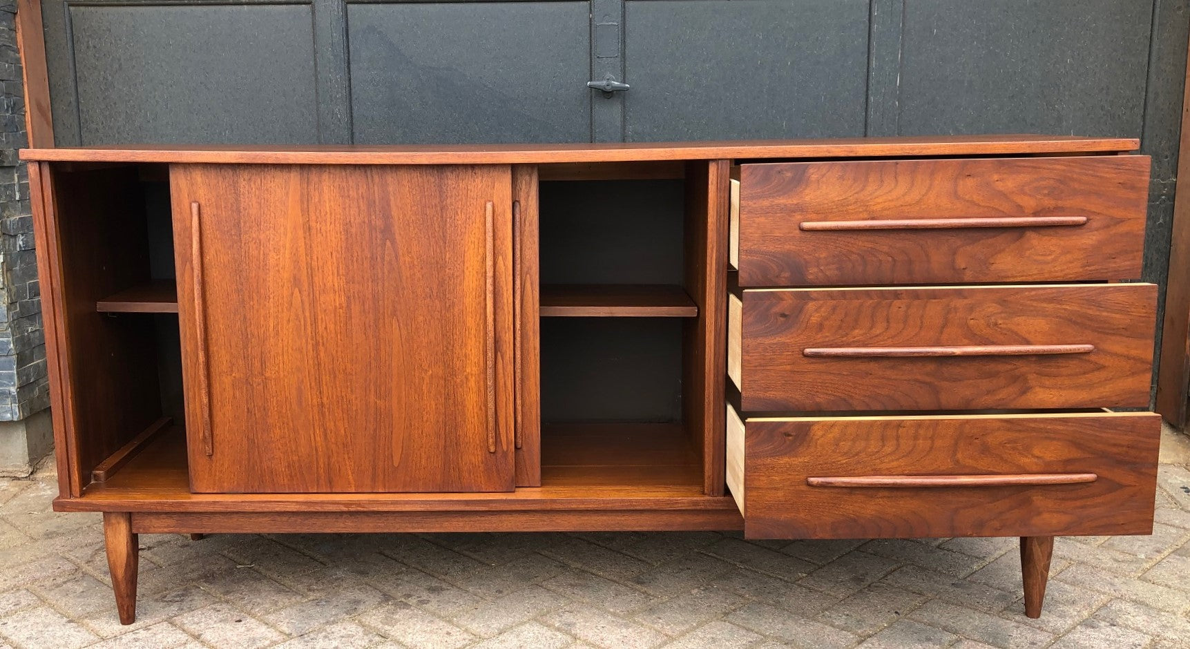 REFINISHED MCM Walnut Buffet Sideboard, 66", almost perfect - Mid Century Modern Toronto