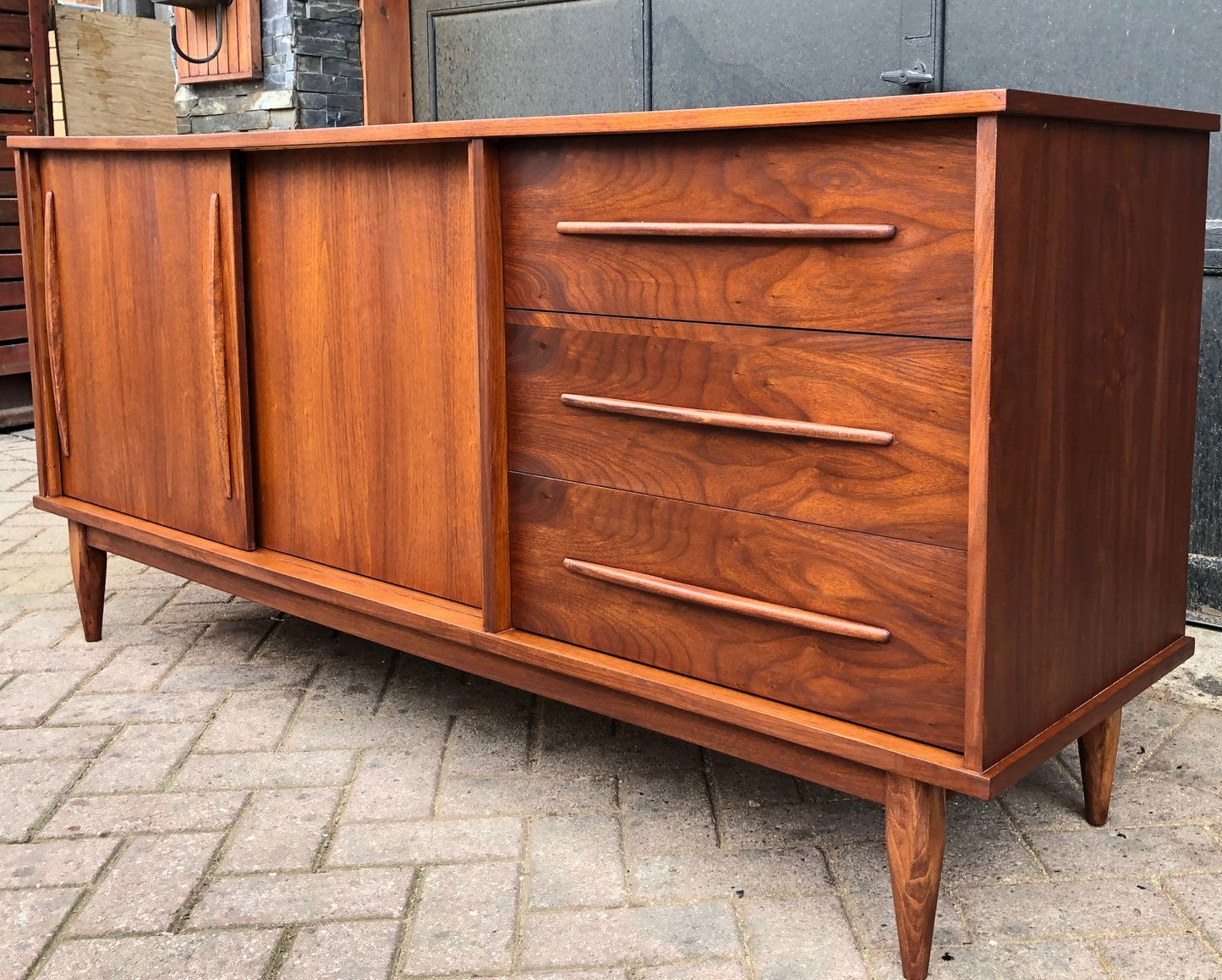 REFINISHED MCM Walnut Buffet Sideboard, 66", almost perfect - Mid Century Modern Toronto